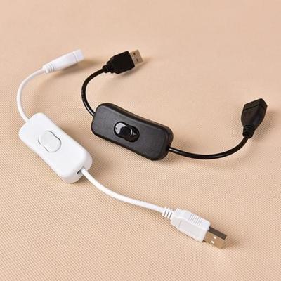 Vara materiāla USB kabelis vīrišķais-sieviešu slēdzis IESLĒGTS IZSLĒGTS Kabelis pārslēgšanas LED lampas barošanas līnija 28cm