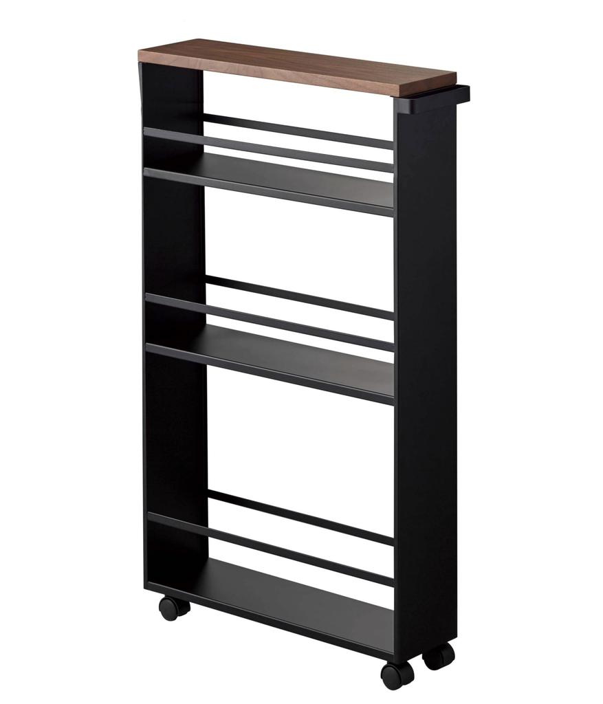 Yamazaki Jitsugyo Slim Wagon with Handle Black W13 X X Tower Casters Only Kitchen Wagon 3628 Approx. D47.5 H80.5cm [Complete Product Installed]