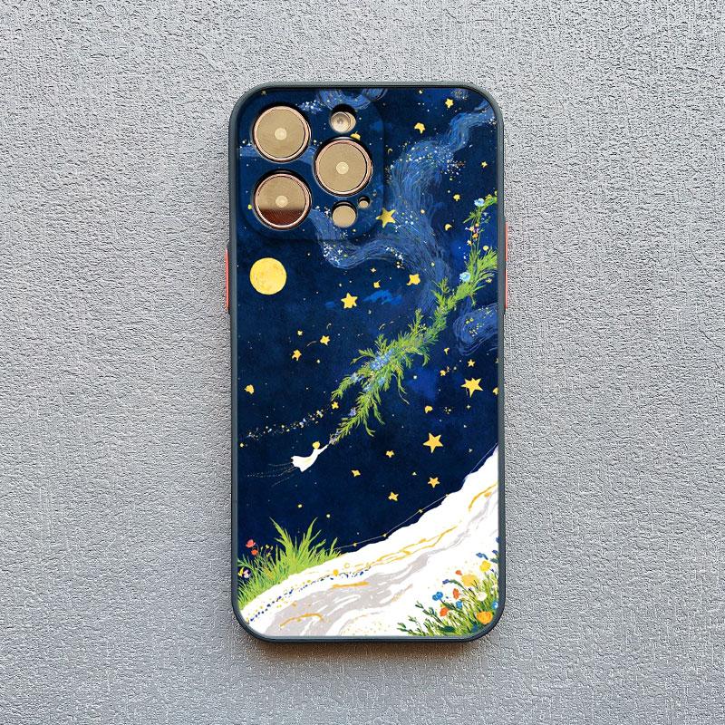 The Little Prince Starry Sky Phone Case For iPhone 17 16 15 14 Pro Max Plus 13 12 11 Pro Max Mini XR XS X 7 8 SE2 Shell Fundas