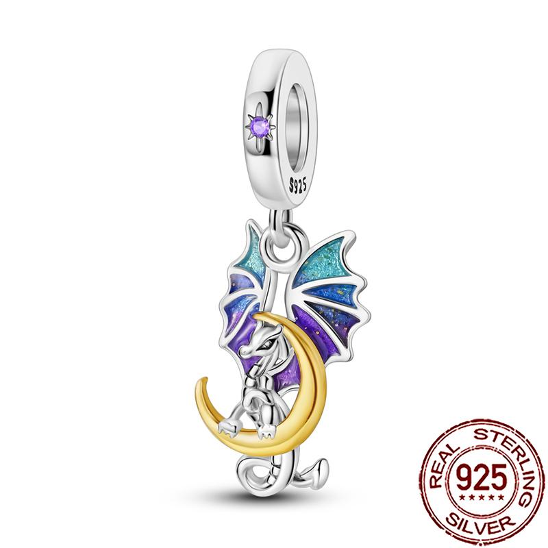 Charms Copper Moon Star Night Sky Galaxy Celestial Dangle Beads Fit Snake Chain Bracelet Necklace Women Diy Jewelry