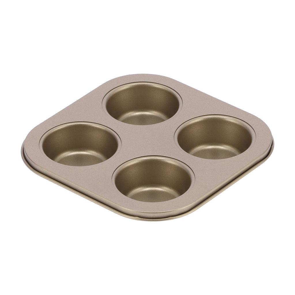 4Cavity Quadrate Baking Pan Mini NonStick Heavy Duty Carbon Steel Cupcake Mold for Microwave(Muffin Baking Pan )
