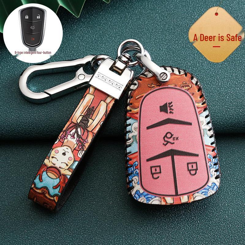 Cadillac Car Key Case for ATSL, XTS, XT5, XT4, CT6, XT6 - Stylish National Tide Design