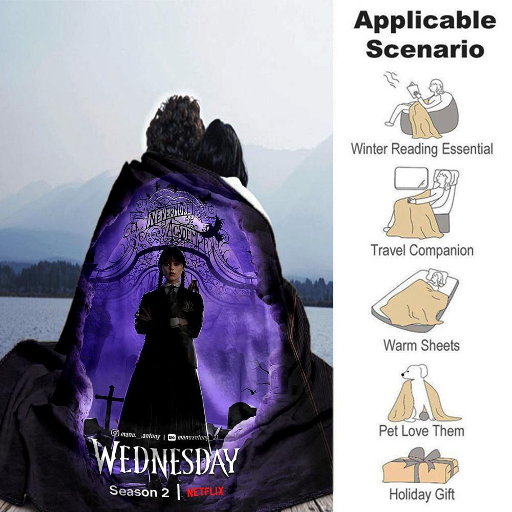 1 pezzo Accademia Nevermore Mercoledì Morbido Flanella Tutte le Stagioni Coperta per Casa, Ufficio, Uso EsternoComfort Resistente 100579