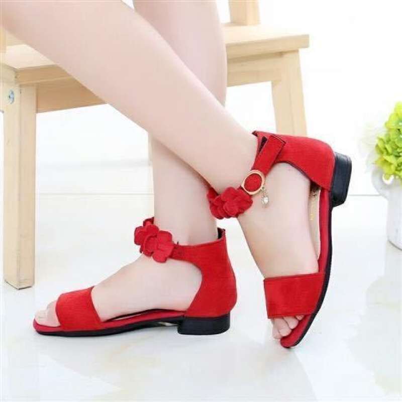 

Girls sandals 2025 new beach shoes Korean version of middle-aged and older children and girls summer flat casual children s princess shoes 39 inner length 24.5cm