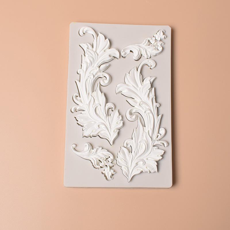 Large & Small 4-Hole Embossed Silicone Mold for Cake & Fondant - European Retro Platinum Mirror Frame Design