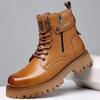 Herren-Herbst- und Winter-warme Herrenstiefel aus echtem Leder mit dicker Sohle im britischen Stil