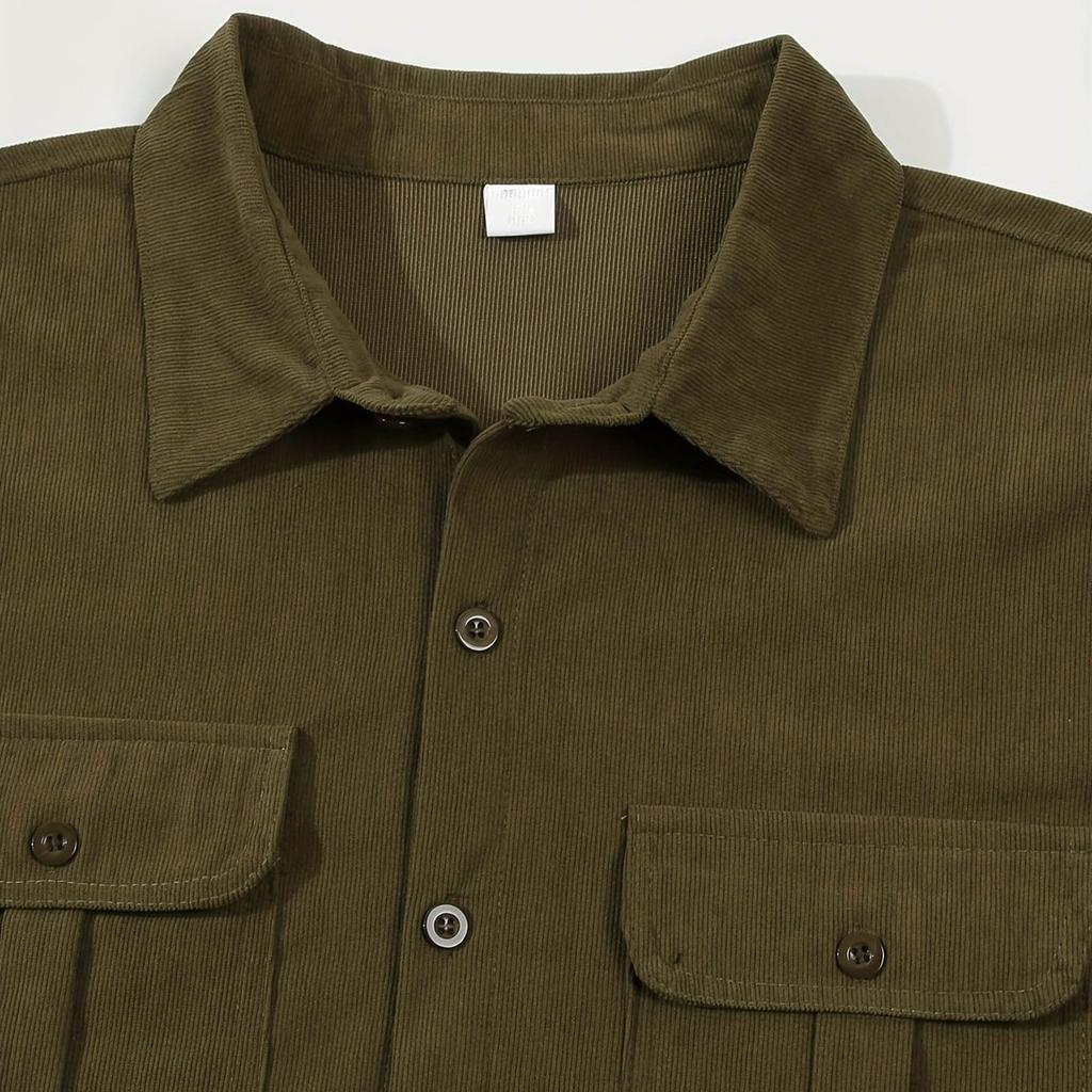 Men Short Sleeve Button Down Shirt Two Chest Pockets Classic Collar Fit Casual Shirt for Daily Wear