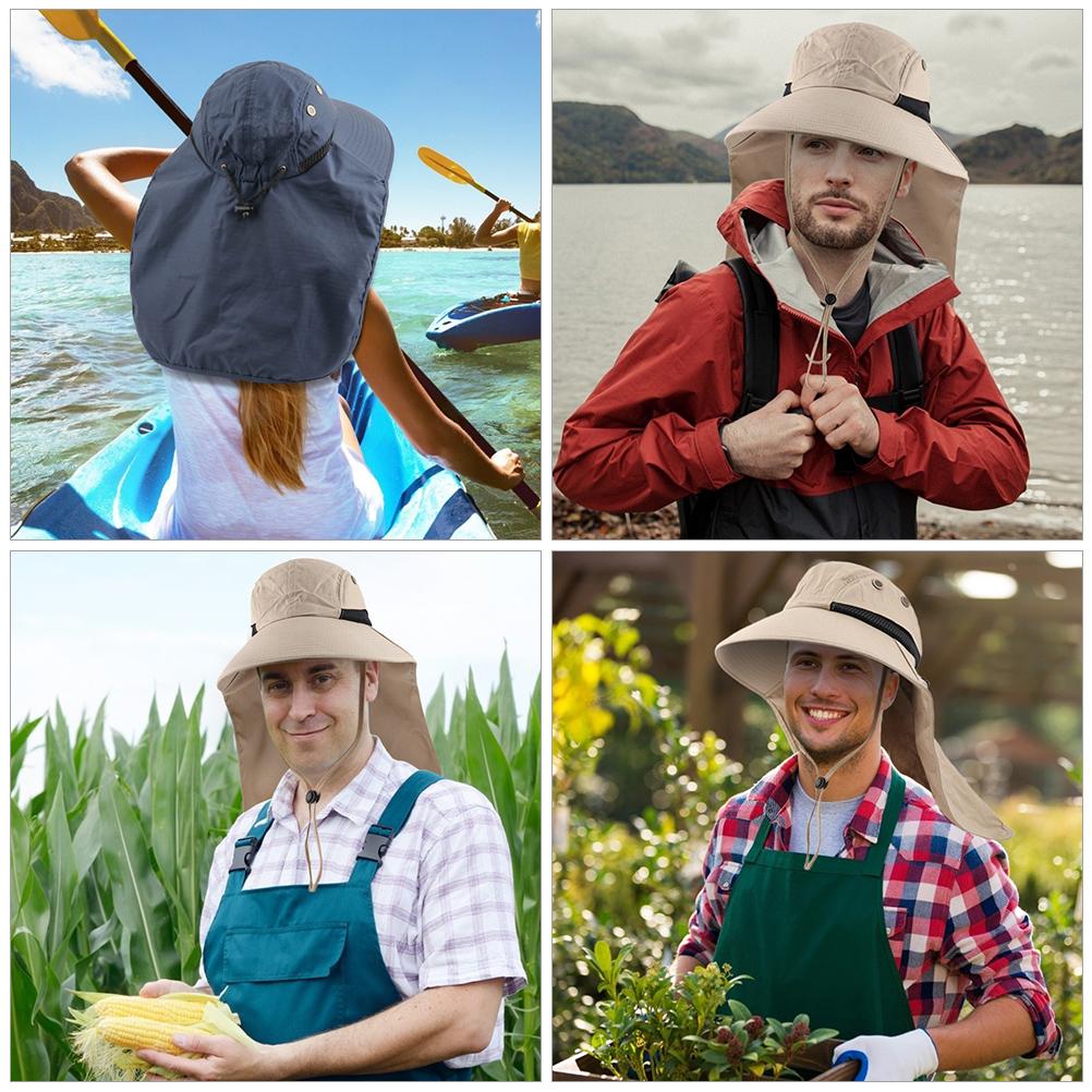 Outdoor Sun Hat for Men with 50+ UPF Protection Wide Brim Fishing Hat with Neck Flap