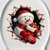 Snowman Pattern Tile Decals Christmas Toilet Decals, 3D Cover Sticker, Waterproof Decor for Bathroom Wall Sticker Holiday Home Lid Decoration