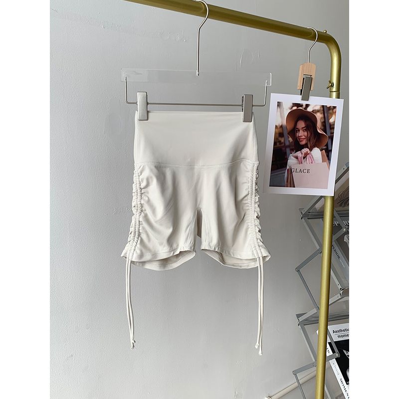 Lu Same Style High Waist Hip Lifting Sport Shorts Women's New Tight Pleating Yoga Pants Outwear Running Fitness Shorts