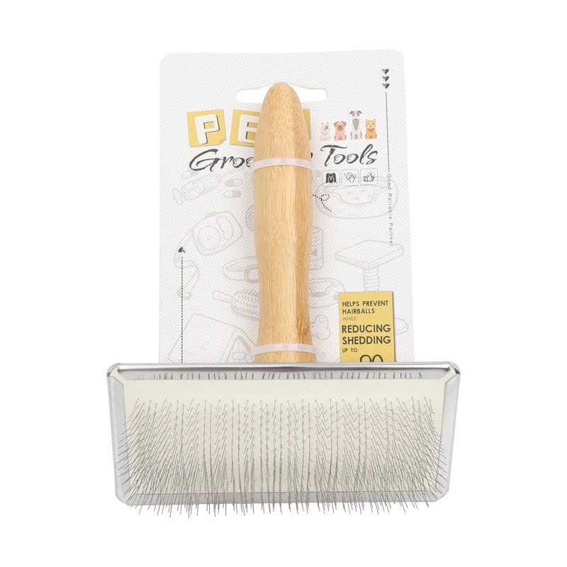 Cat & Dog Solid Wood Comb - Stainless Steel Teeth for Hair Knot Opening! Pet Hair Remover Massage Brush
