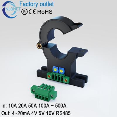 Hall Effect Current Transducer QNDBK1-21 AC 50A 100A 200A 300A / 5V 10V DC Hall Current Sensor Split Core Current Transformer Ct