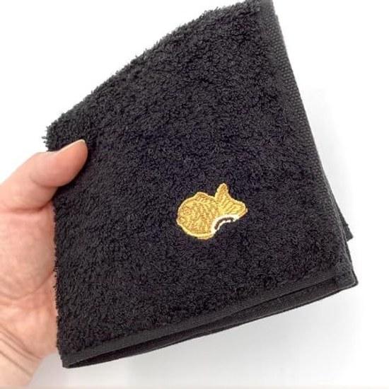 Kyosuke Made Japan Hand Towel Imabari Cotton 100 Approximately 2525cm Taiyaki Black Kurumin Food Embroidery Handkerchief
