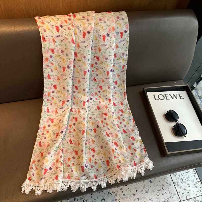 Ethnic style printed flower shawl scarf summer long scarf with Yunnan tourism temperament shawl women s shawl shawl 90*180