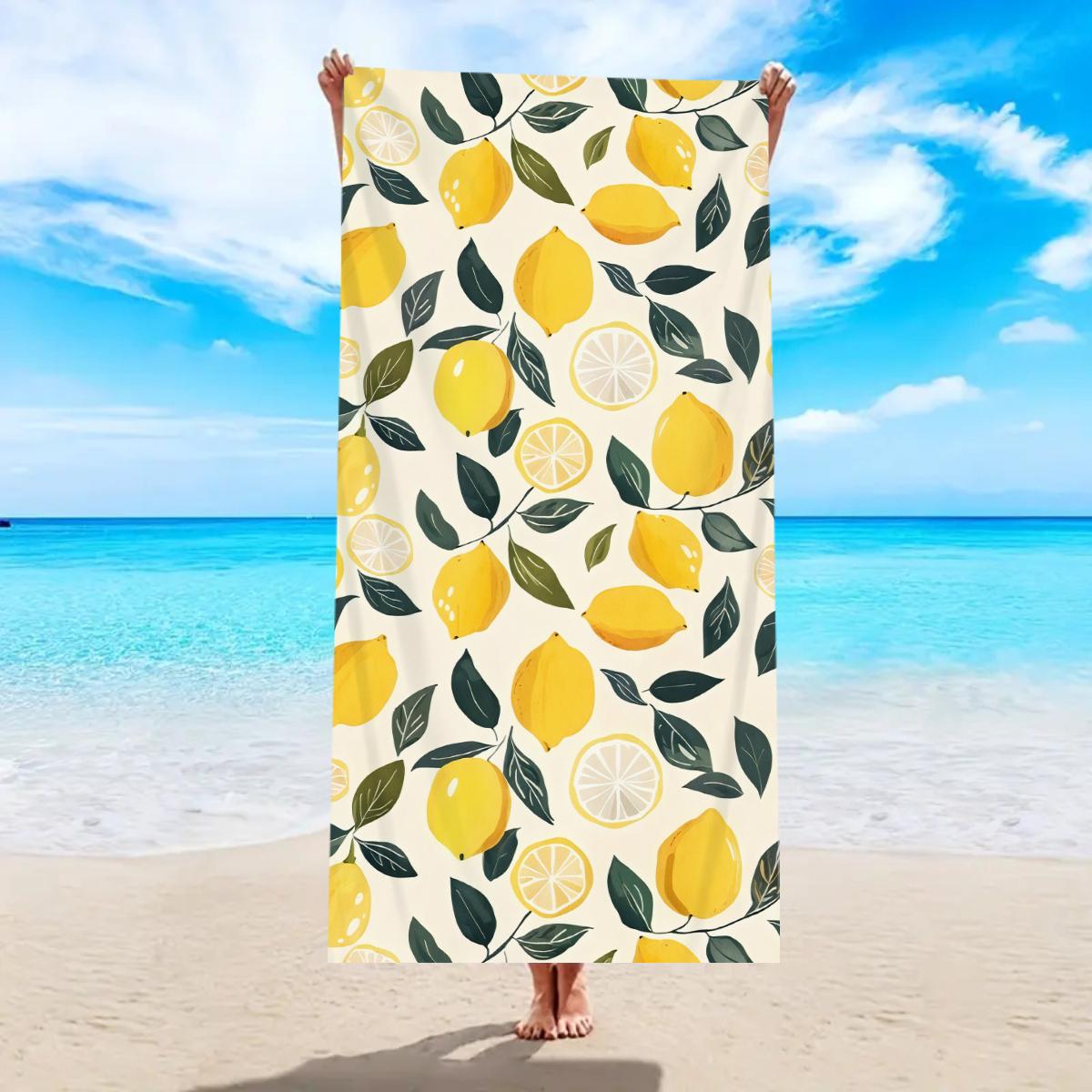 1pc Fruit Printed Large Beach Towel Ultra-fine Fiber Towel Outdoor Swimming Vacation Camping Beach Towel 50X100cm &1pc