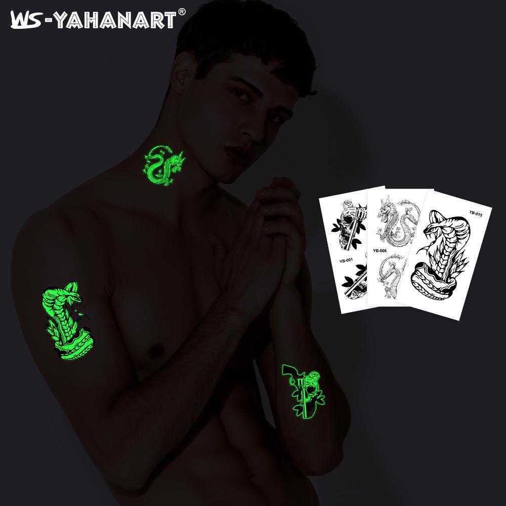 Luminous Love Dragon Tiger Tattoo Music Festival Bar Party Tattoo Sticker Luminous Waterproof Face Sticker