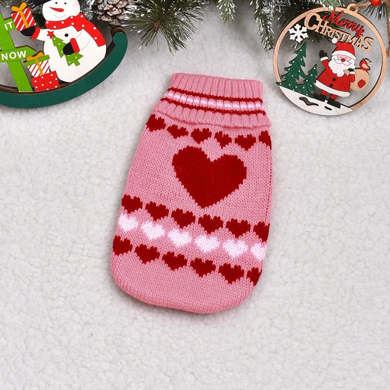 סוודר חג מולד סרוג חם לחתולים וכלבים - ביגוד לחיות מחמד לסתיו/חורף