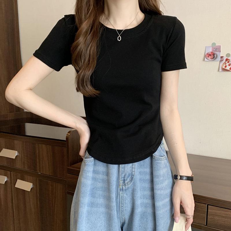 2026 Summer New Slim Fit V-Neck Short-Sleeve T-Shirt for Petite Women