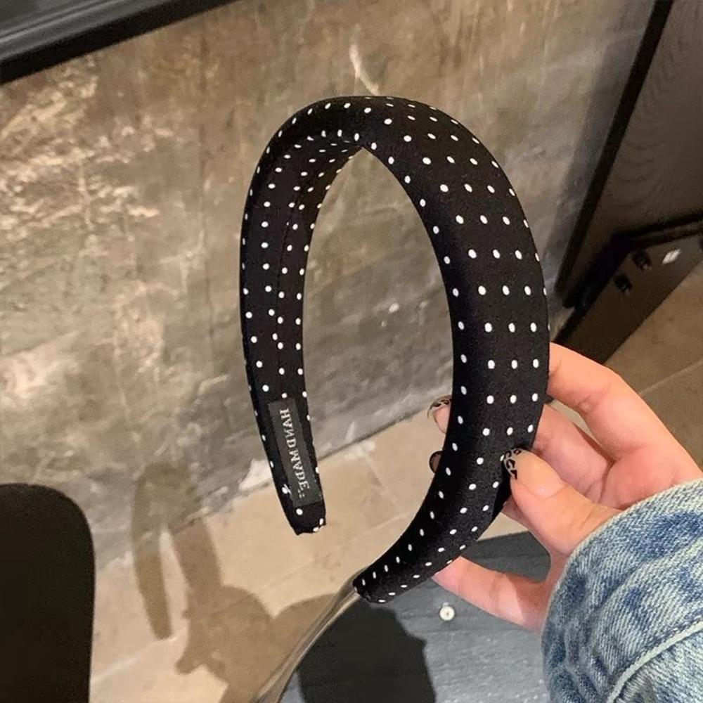 Classic Polka Dot Headband Wide-Edge Sponge Girls Hair Bands Black White Hair Accessories Elegant Hairband