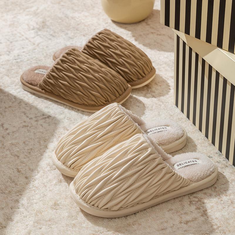 Cotton slippers women spring autumn winter winter home use indoor non-slip home warmth plush couple men