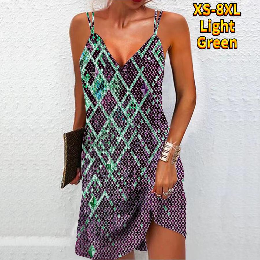 Moda feminina sexy 3d preto lantejoulas diamante grade impressão vestido sem alças solto vestido de camisola com decote em v