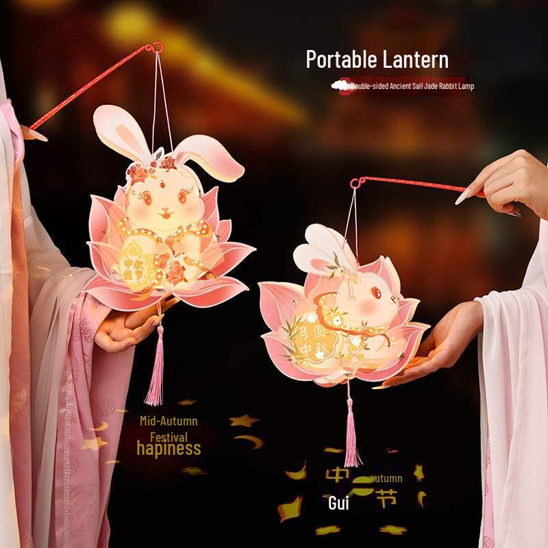 Mid-Autumn Festival Luminous Rabbit Flower Lantern DIY Kit for Kids