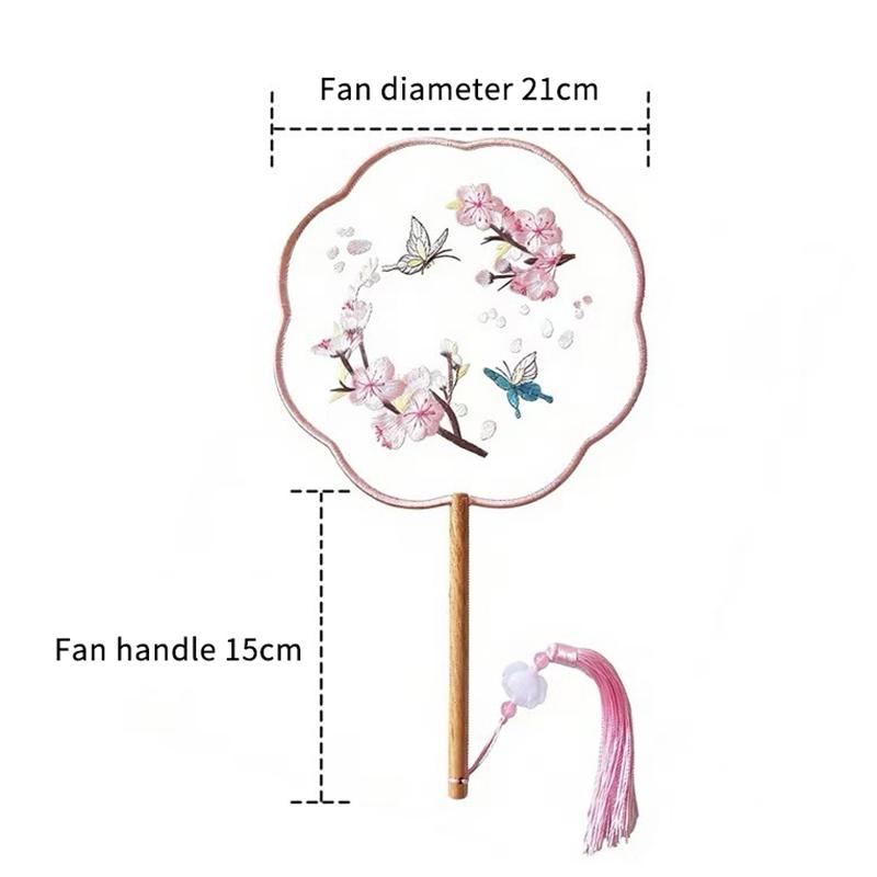 Vintage Doppelseitiger Fächer Blume Stickerei Handfächer Traditionelle Chinesische Kunst Handwerk Hanfu Tanzparty Zubehör Performance Requisiten