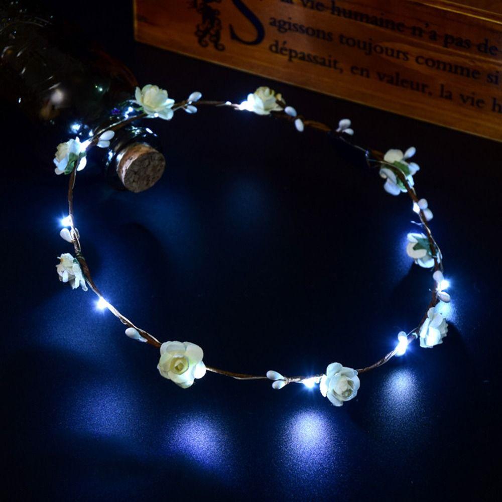 LED Light For Bridesmaid For Bride Beach Headband Flower Crowns Wreath Headband Glowing Wreath