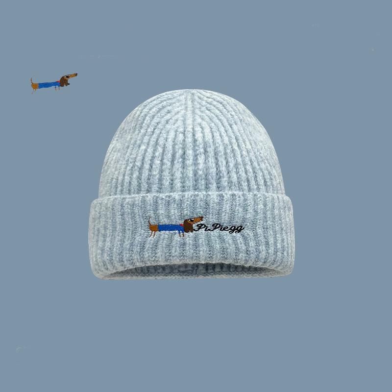 Cute Sausage Puppy Knitted Hat Children Autumn and Winter Thickened Warm Ear Protection Head Pullover Hat Shows Small Face