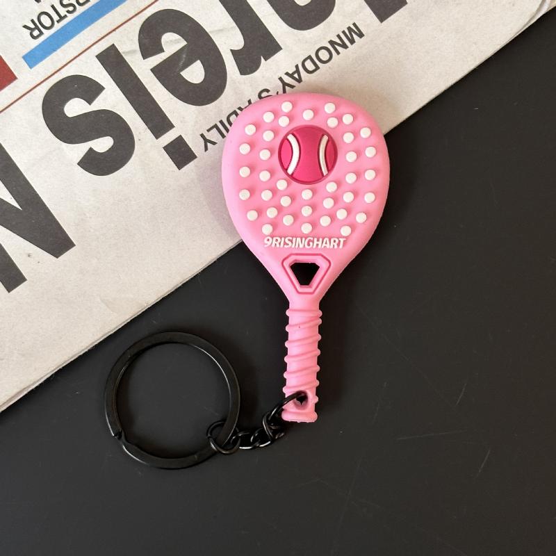 Tennis Keychain Creative PVC Soft Rubber Sports Key Chain Cute Tennis Racket Ball Keyring Fashion Bag Pendant Decoration Gifts