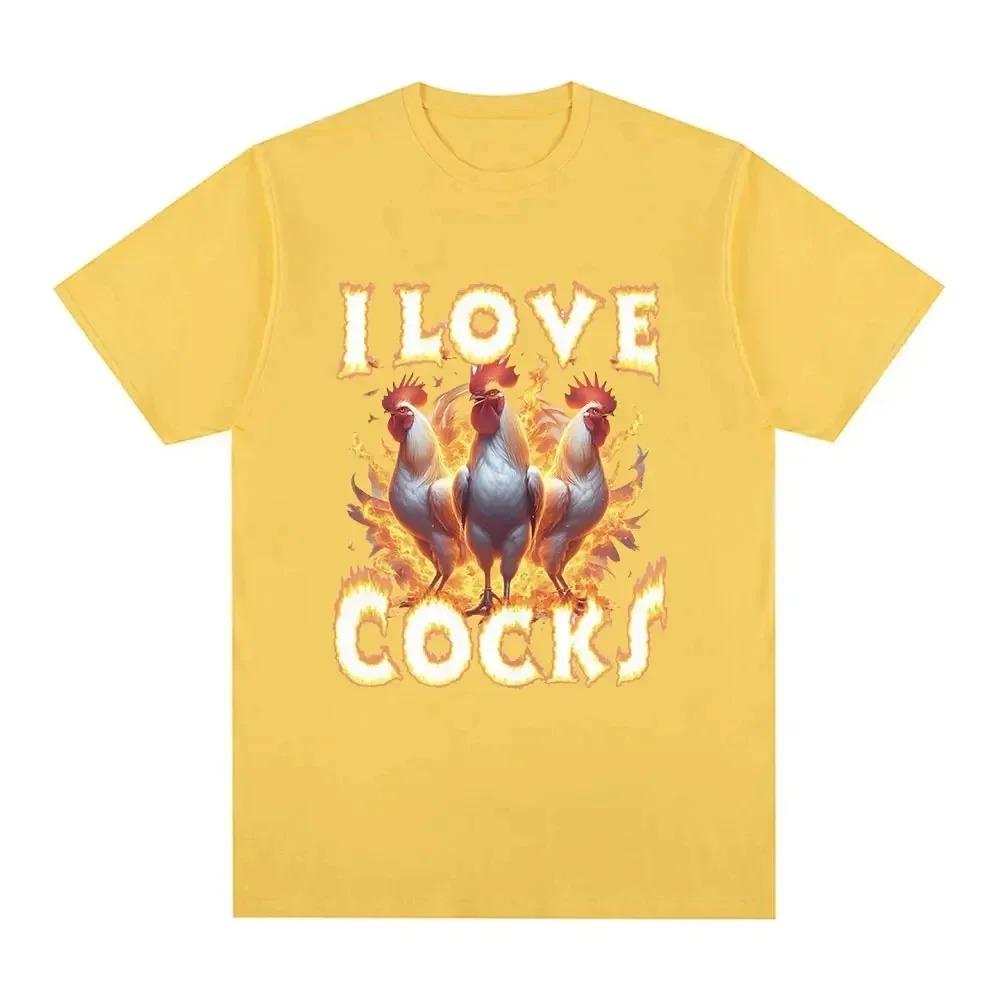 Streetwear Lässig Ich liebe Schwänze Lustiges Hähne Meme T-Shirt Hühnerliebhaber Kurzarm Herren Damen Extra Groß Kleidung T-Shirts