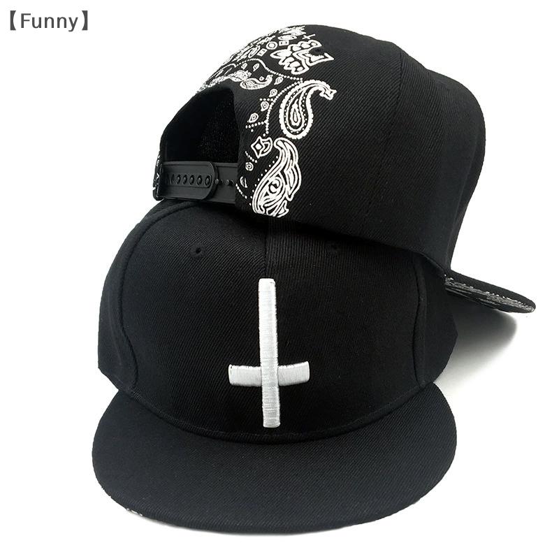 Snapback Baseball Hat Cross Embroidery Adjustable Hip-hop Hat For Youth Men Women Fashion Cap Flat Trend Sunscreen Hat