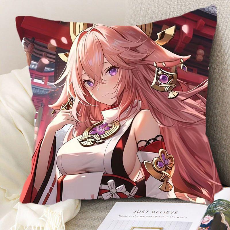 

Шензи Подушка Лис Аниме Двумерная Подушка Общежитие Подарок на День Рождения Flannel 45x45cm double-sided [without pillow core]