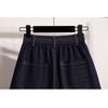 DIMANAF 2026 Estate Taglie Forti Donna Gonne Vita Elastica Blu Denim Oversize Casual Moda Lady Gonne Corte Cotone Monocolore
