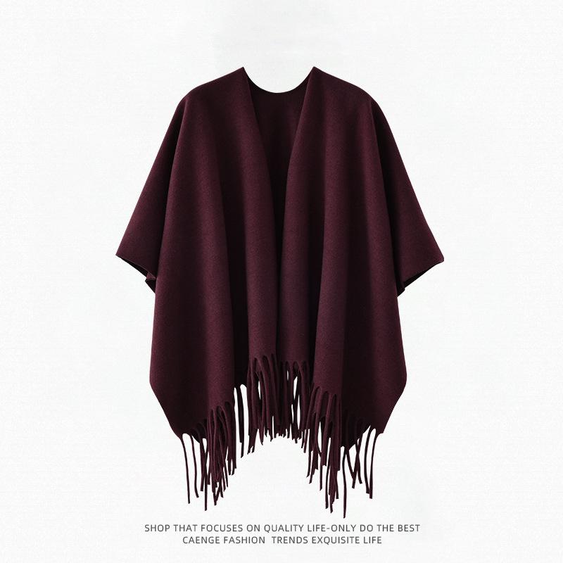 Autumn/Winter Wool Cape: Warm, Cold-Resistant, High-End Slit Shawl Cloak