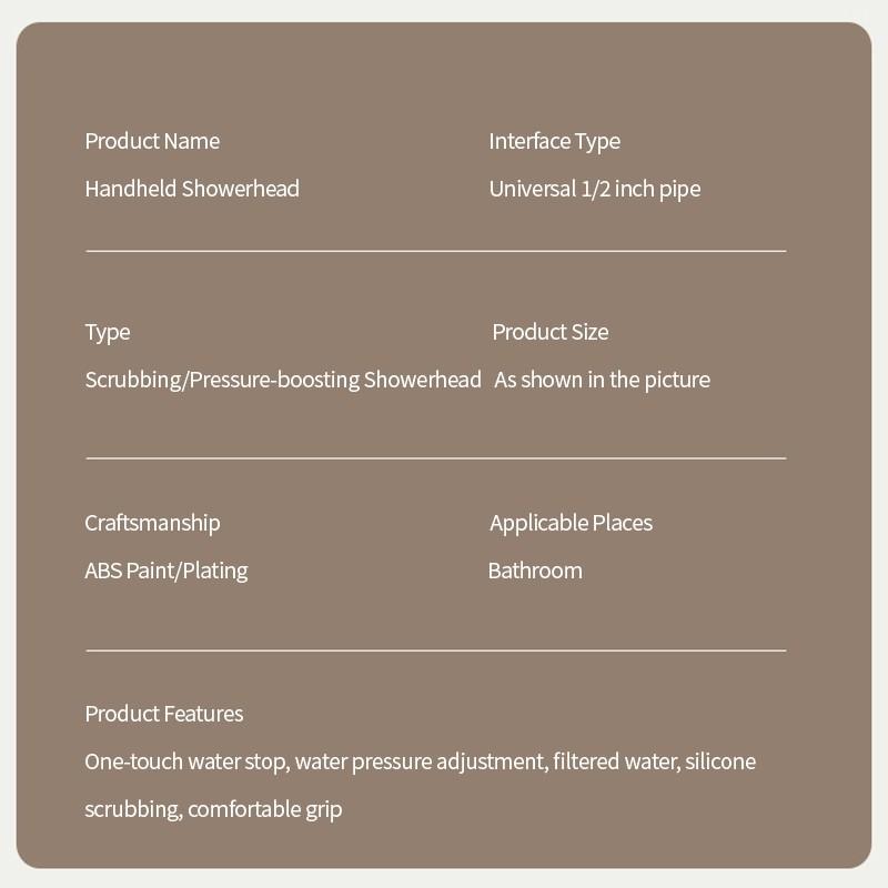 Universal Pressurized Water Saving Shower Spreader Handheld Shower Water Head With Filter Cotton Core 3 Mode Bathroom Accessories