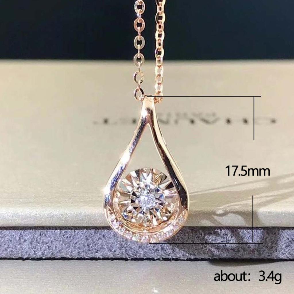 Open Teardrop Pendant Necklace Sparkling Center Stone with Halo Elegant Minimalist Jewelry for Women