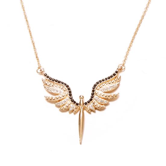 Bling Rhinestone Angel Wings Pendant Women Party Necklace Jewelry Gift