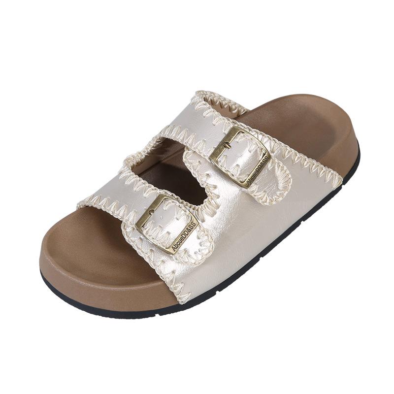 Bequeme Plateau-Hausschuhe 22 Sommer Neu Außenbekleidung Boken Schuhe Erhöhte rutschfeste Einriemen-Slipper