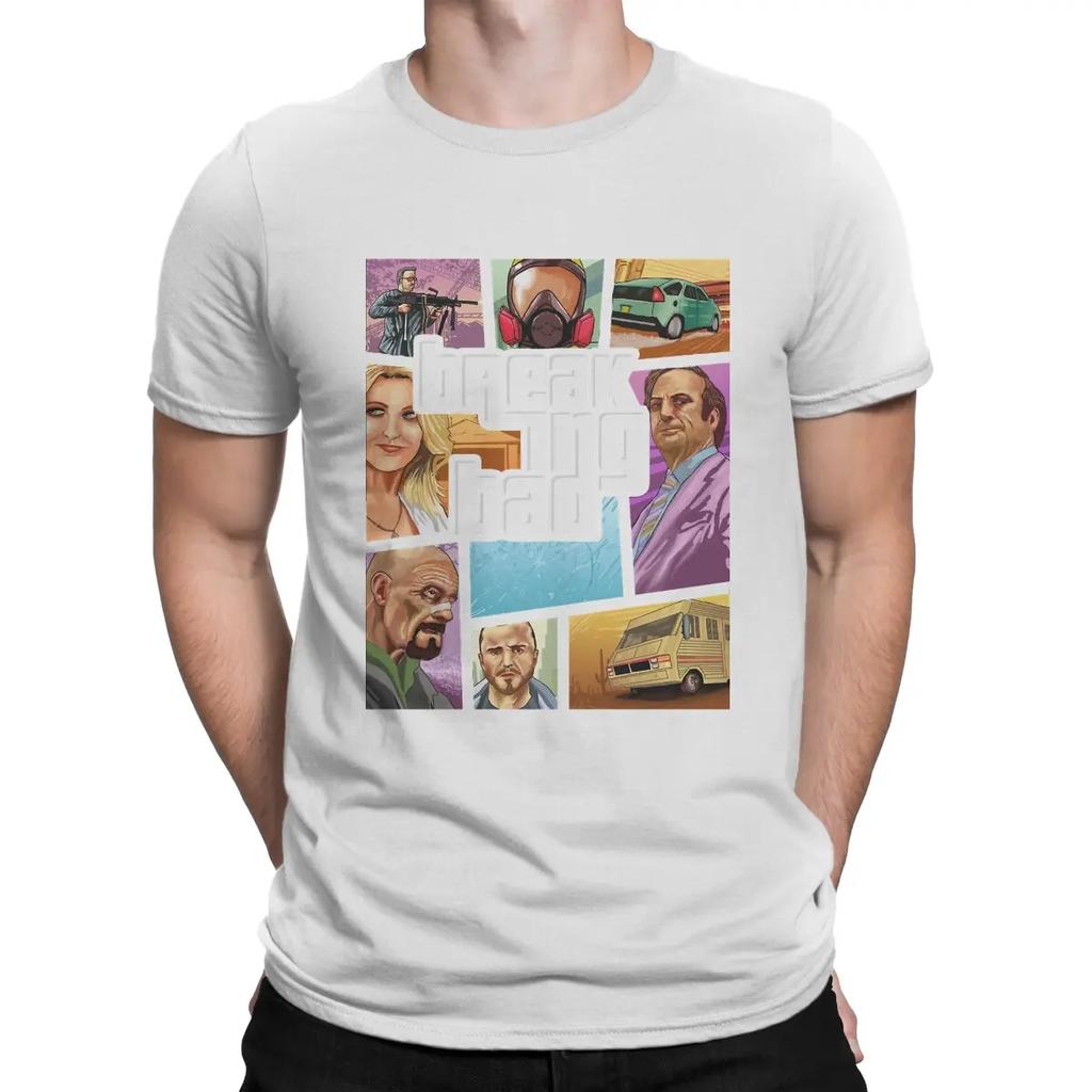 B-Breaking Bad Creative TShirt for Men Poster Round Collar Pure Cotton T Shirt Hip Hop Gift Clothes Streetwear