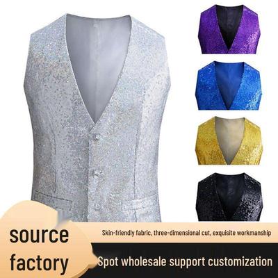 Men's Nightclub Sequin Vest for Stage and Performance