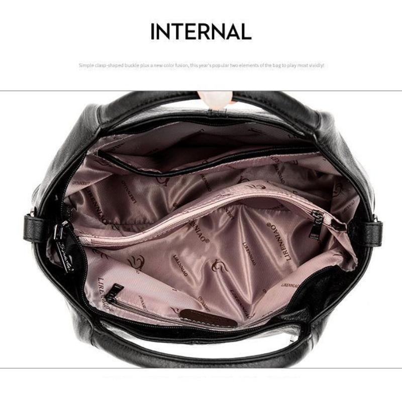 Johnature Borsa da donna in morbida pelle di moda Borse a tracolla a tracolla di grande capacità Borsa di lusso Borsa casual in tinta unita