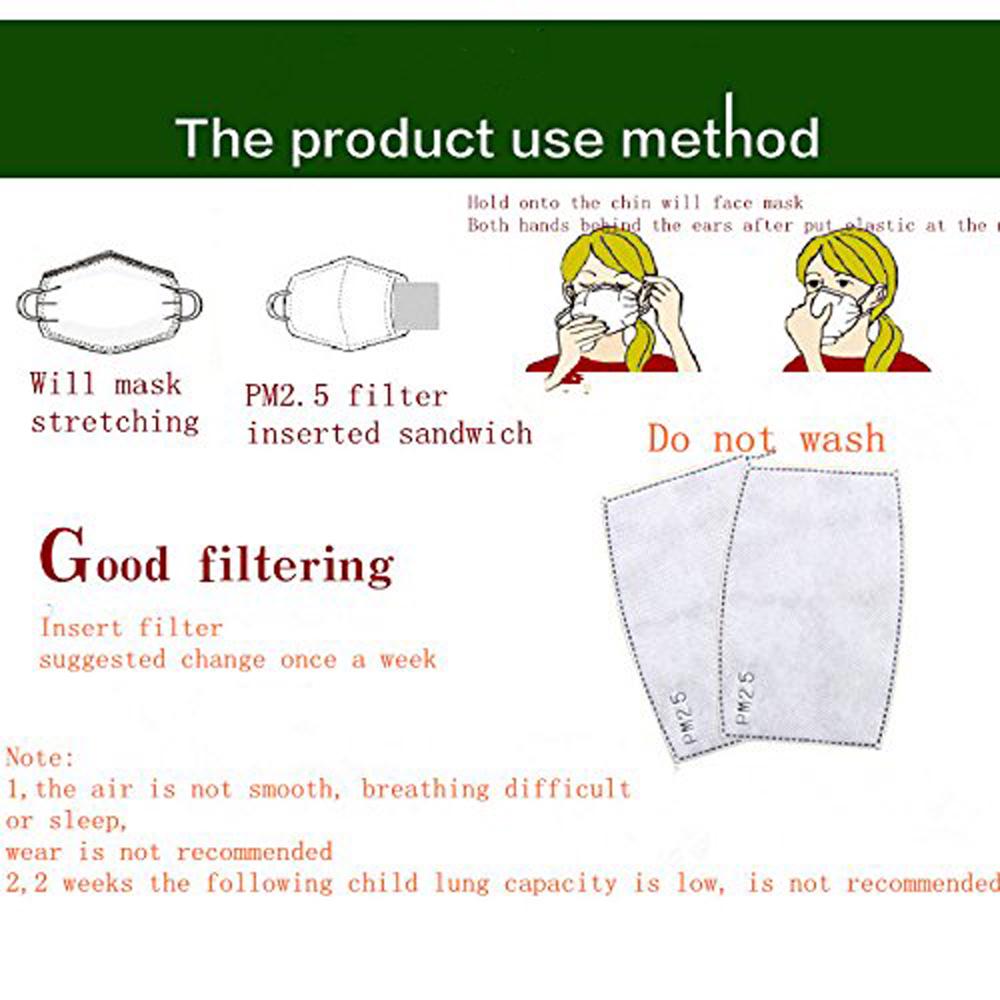 Tcare 10 Stück/Los 5 Schichten PM2.5 Filter Maskenpapier Aktivkohle Erwachsene Kinder Masken Anti Staub Smog Mundmaske Gesichtsmasken Filter