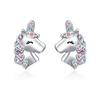 Colorful Heart-Shaped Unicorn Necklace & Earring Set for Kids