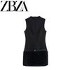 Jnleaog Autumn New Women's Clothing Fashion Style with Belt Artificial Fur Patchwork Dress 4772241