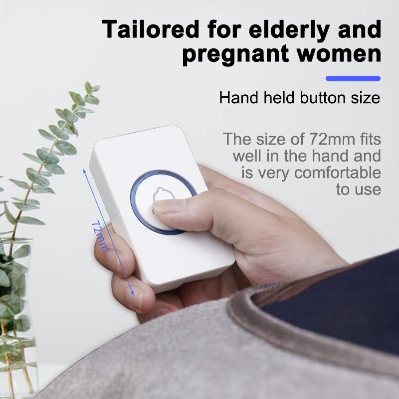 Ringeklokke for eldreomsorg Graviditetspleieklokke 110dB 4 volumnivåer 60+ ringetone Én stor knapp