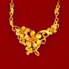 Three Lives Floral Necklace for Women: Imitation Sand Gold Wedding Jewelry Set