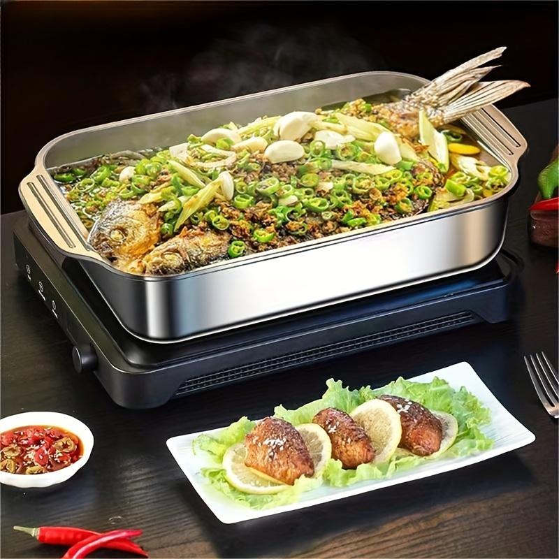 Extra Large Stainless Steel Baking Tray with Lid - Non-Stick Oven Pan for BBQ, Buffet & Holiday Baking