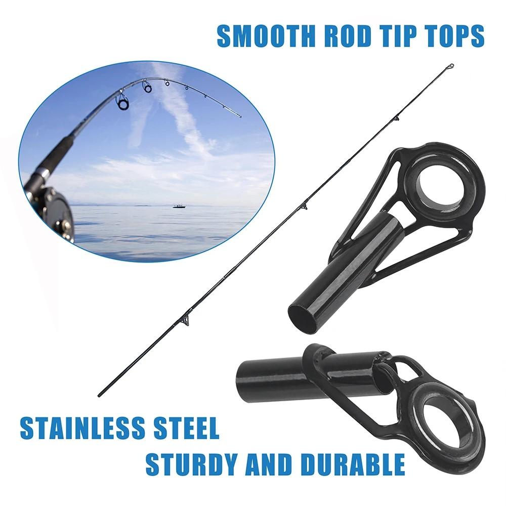 48Pcs Fishing Rod Tip Guides Repair Kit Stainless Steel Frames Ceramic Ring for Spinning Casting Saltwater Freshwater Fishing