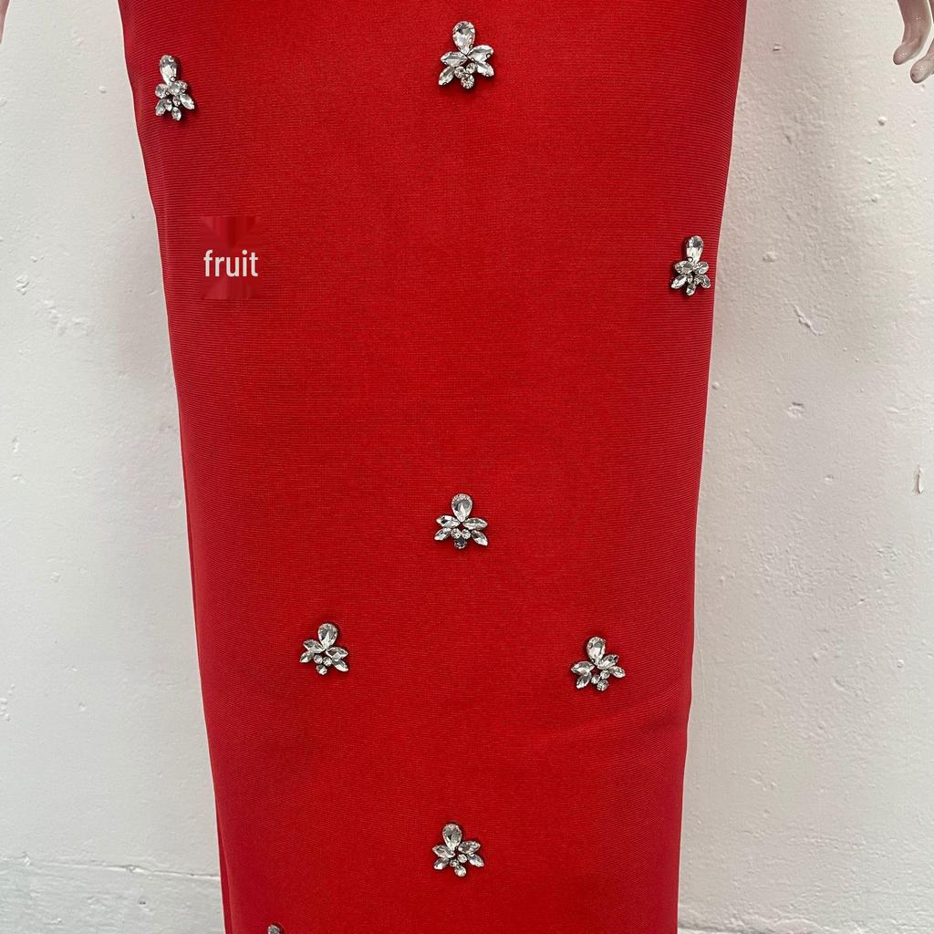 Elegant Strapless Diamond-Embellished Slim-Fit Bandage Evening Dress